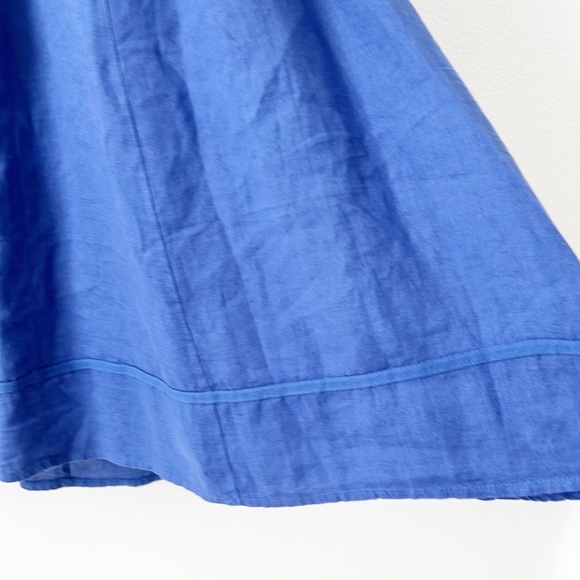 100% Linen MIDI Lagenlook Blue Sleeveless Dress - Picture 2 of 13